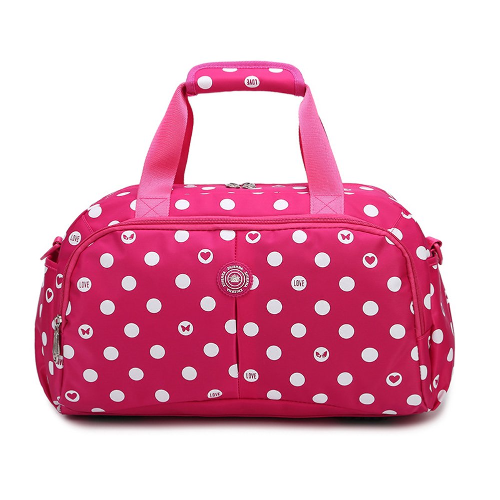 Bolso de mano con lunares rosa rojo de gran capacidad 8