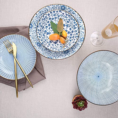 Yalong 40 Ounce Large Deep Soup Pho Bowls Set, Blue White Porcelain Salad Bowls For Ramen Pasta Cereal Pasta Wonton, Stackable Deep Noodle Serving Bowls Set Of 4 #TOP6