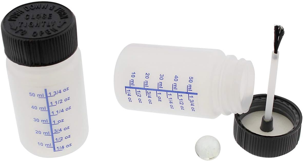 ABN Auto Paint Touch Up Bottles - 50pk Empty Paint Bottles with Brush Applicator and Mixing Marble, 2 Oz Bottles