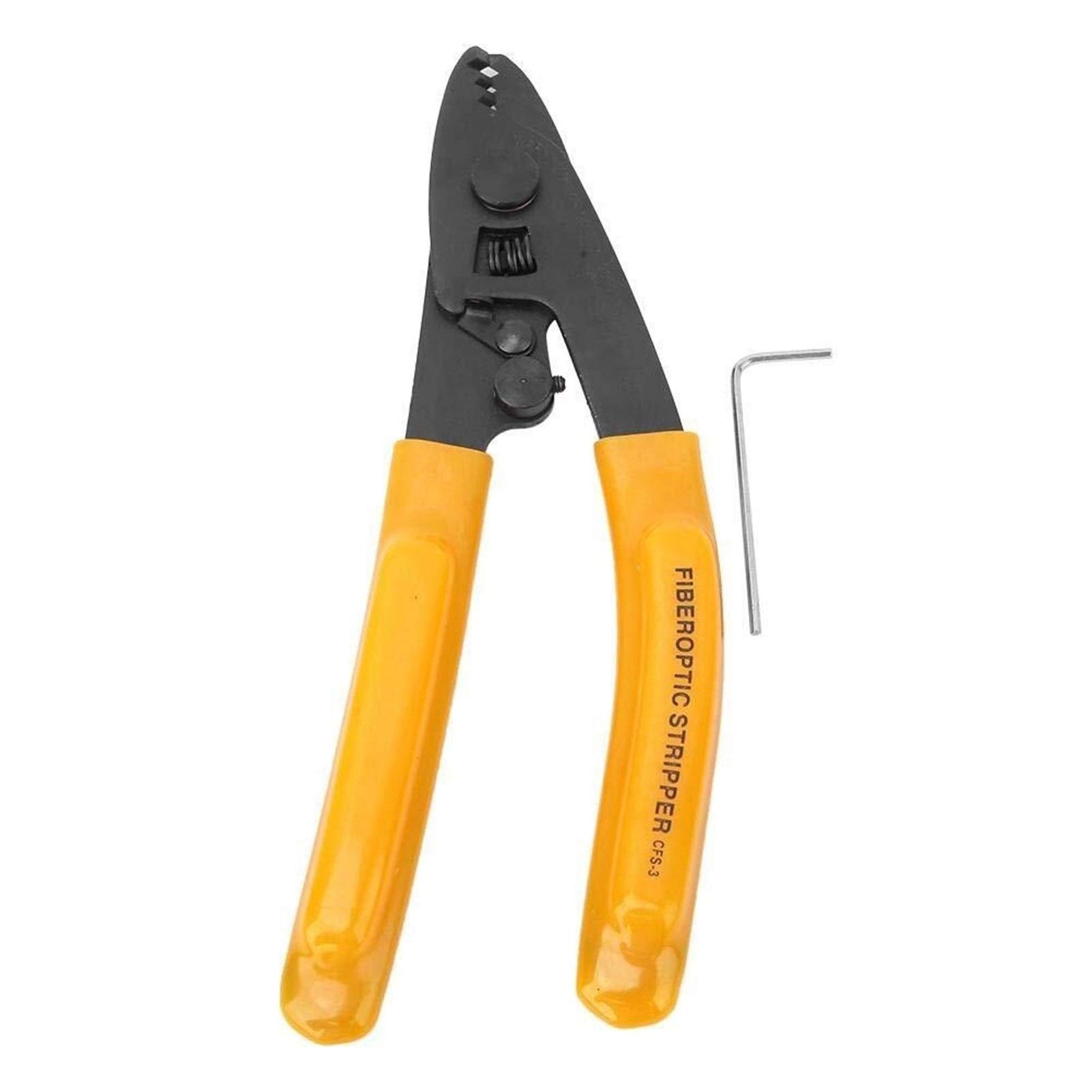 Pelacables, alicates pelacables de fibra óptica, alicates pelacables de mano ergonómicos con 3 orificios de puerto, herramienta eléctrica con llave hexagonal, apto for pelar revestimiento de 250 um fo