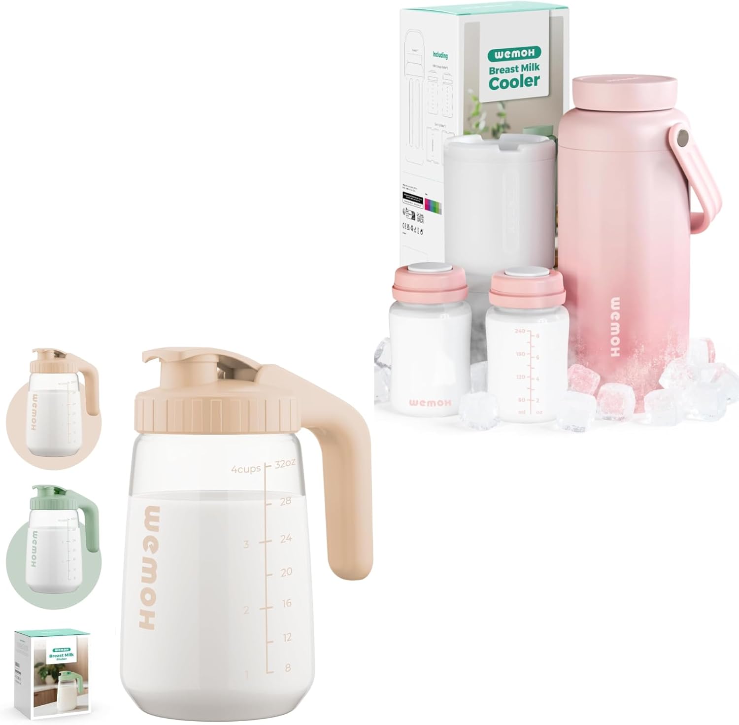 Breast Milk Cooler Bottle+32oz Breast Milk Pitcher