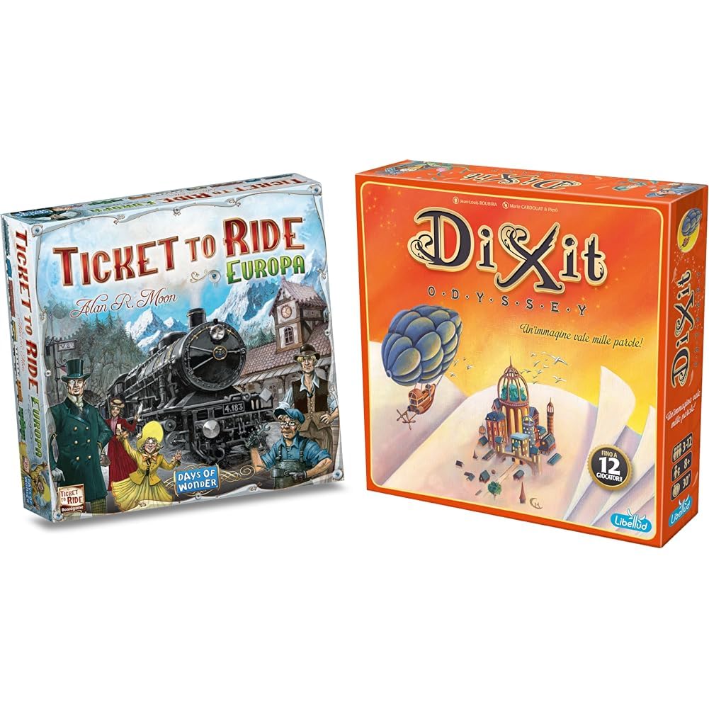 Asmodee - Ticket to Ride Europa - Gioco da Tavolo per Tutta la Famiglia, 2-5 Giocatori, 8+ Anni & Dixit Odyssey, Gioco da Tavolo di Immaginazione e Fantasia, 3-12 Giocatori, 8+ Anni