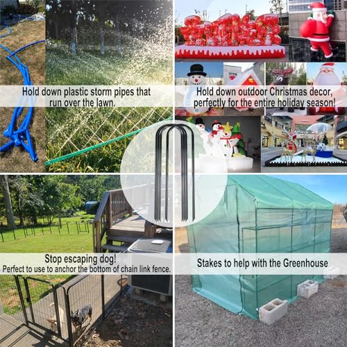 Image of 12 Inch Heavy Duty Trampolines Stakes U-Shaped Garden Stakes (12)