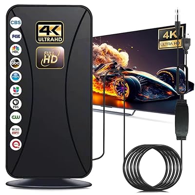 2025 TV Antenna, 999+ Mile Long Range TV Antenna for Smart TVs and All Older TVs, Indoor Outdoor Clear Digital Antenna with 4K 1080p Support - Coaxial 33FT Cable and Amplifier