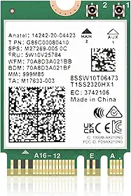 AX210NGW WiFi 6E Card M.2 5400Mbps Tri-Band Módulo sem fio para laptop, adaptador WiFi 11AX com Bluetooth 5.3, MU-MIMO, latência ultrabaixa, NGFF, suporta Windows 11/10 (64 bits)