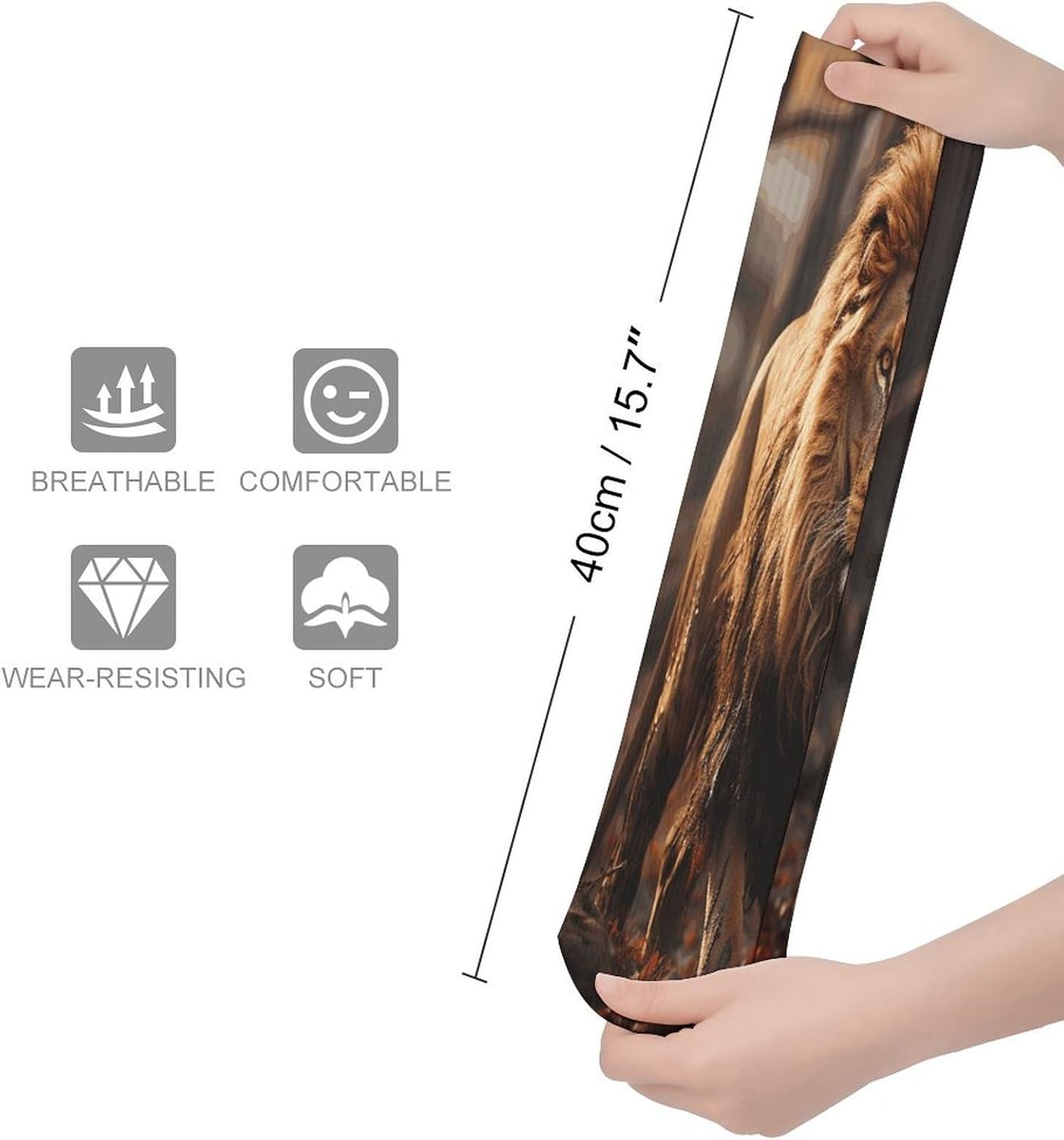 Lion Image Crew Socks High Stocking Thermal Socks | Tube Socks-Breathable-Moisture-Soft-wicking for Hospital Pilates Yoga for women men Grippy for office and daily walking