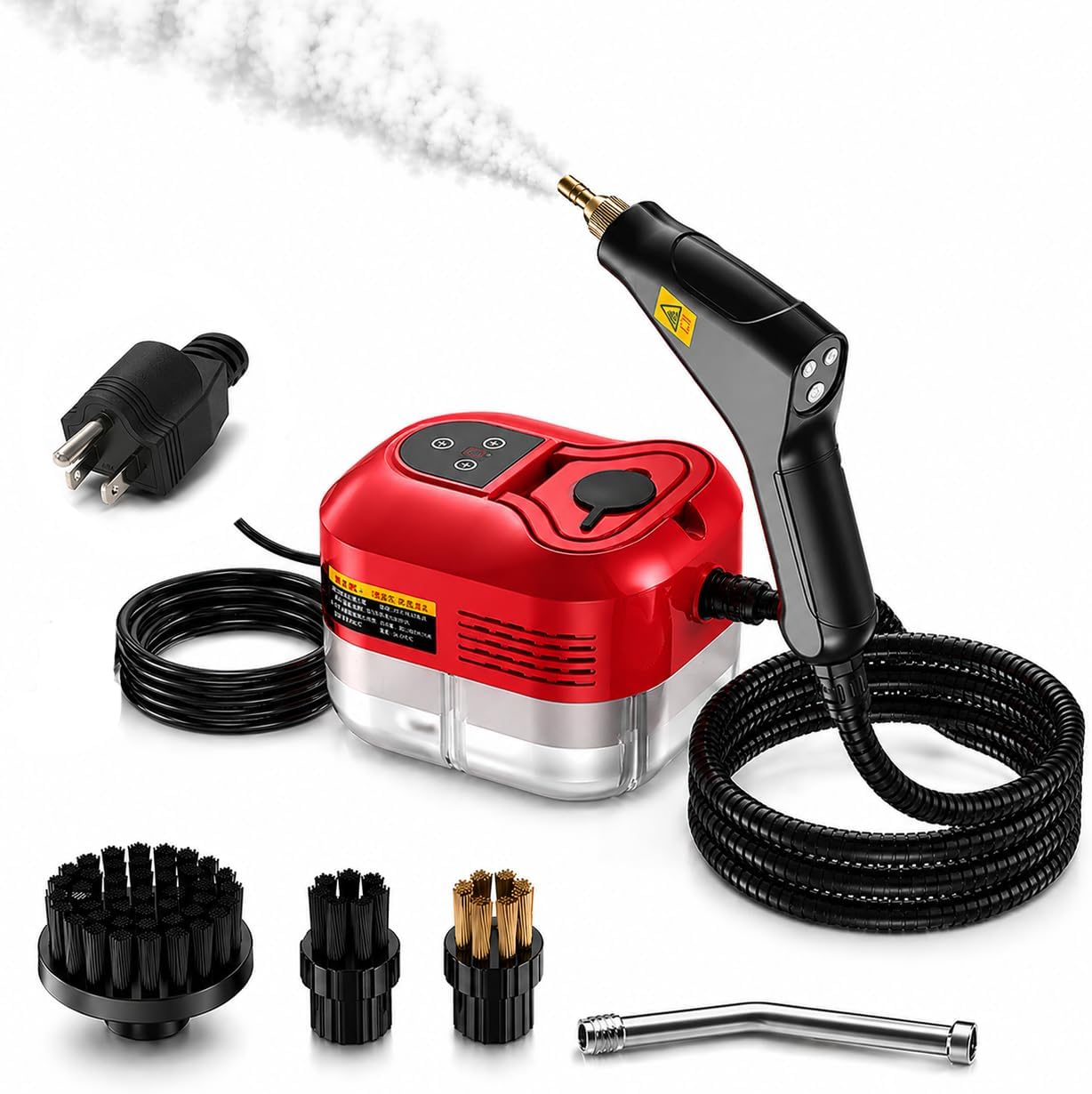 Handheld Steam Cleaner, 2500W High Temperature Pressurized Steamer for Cleaning with 6 Adjustable Levels, Portable Power Steam Machine for Home, Car Detailing, Kitchen Grease, Grout, Tile (Black)