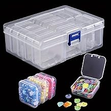 Plastic Organizer Boxes 14-Pack Folding Mini Storage Container Transparent Jewellery for Earrings, Rings, Necklace, Crafts, NailArt & DIY Accessories Multi Purpose Small Storage Case (Pack Of 1)