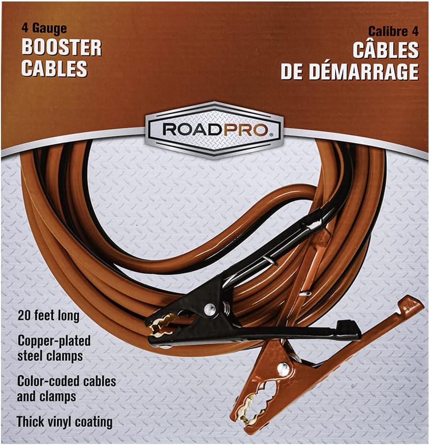 RoadPro RP04955 4 Gauge Booster Cables - 20 Foot Long