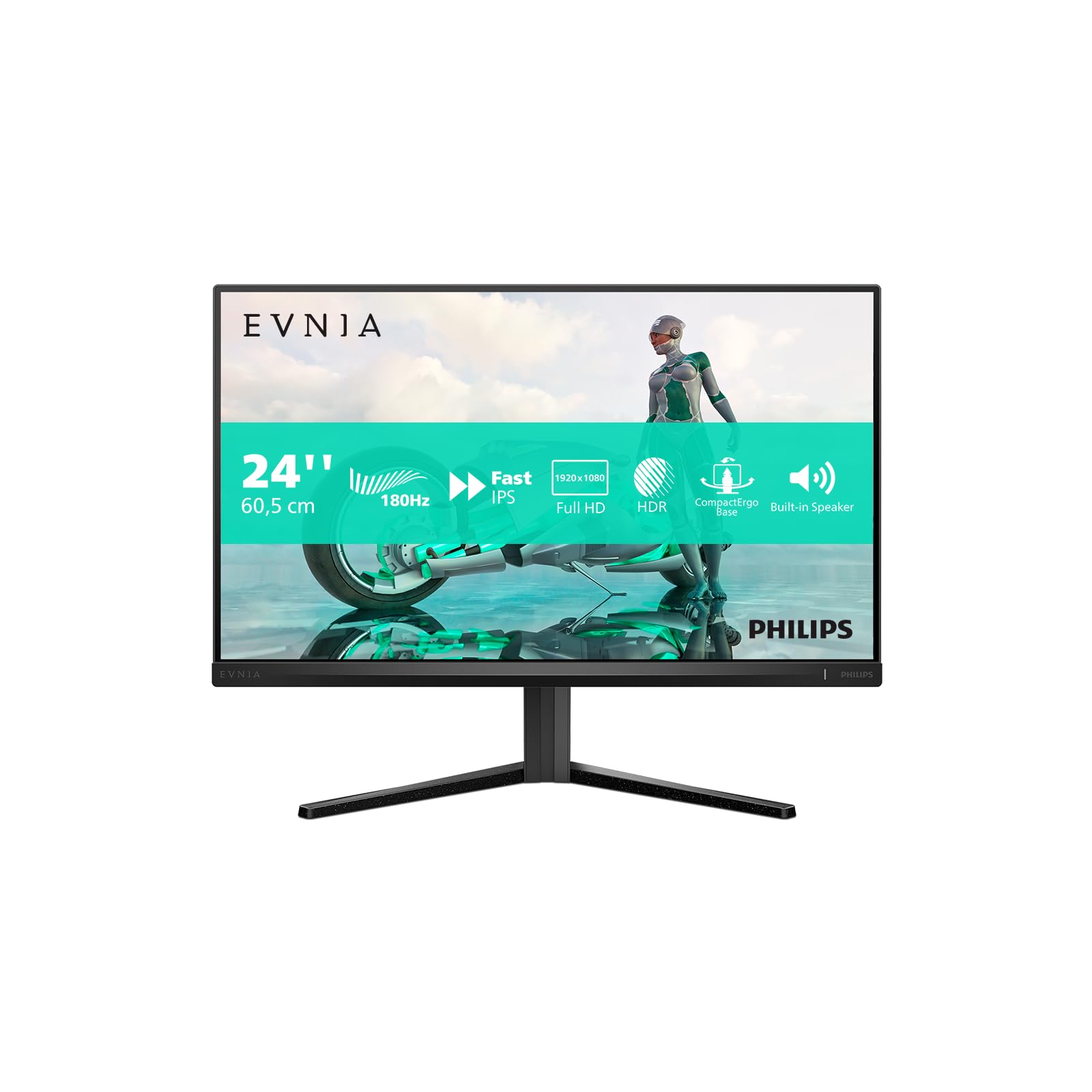 Philips 24M2N3200AM - Monitor da gioco Full HD da 24 pollici, 180 Hz, 1 ms GtG, FreeSync Prem., G-Sync comp. (1920x1080, 2x HDMI, DisplayPort) nero/grigio
