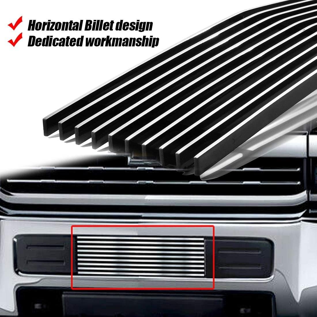 Chrome Front Grill Grille fits 2015-2019 Chevy Silverado 2500HD 3500HD Lower Bumper Aluminum Billet Grille Insert Polished (Chrome)