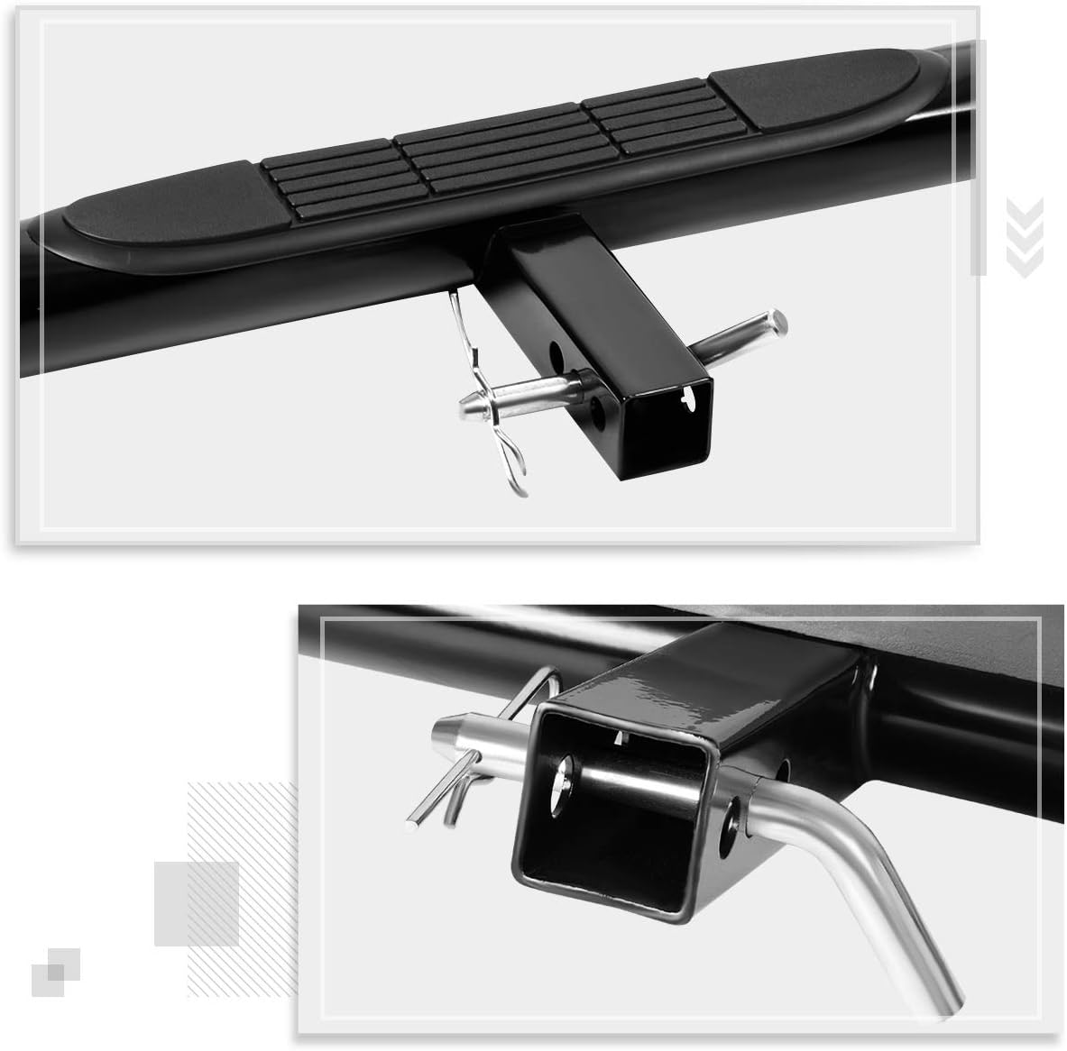 PM PERFORMOTOR Universal 37x3.25 Inches Black Rear Bumper Tow Hitch Step Bar for 2" Receiver