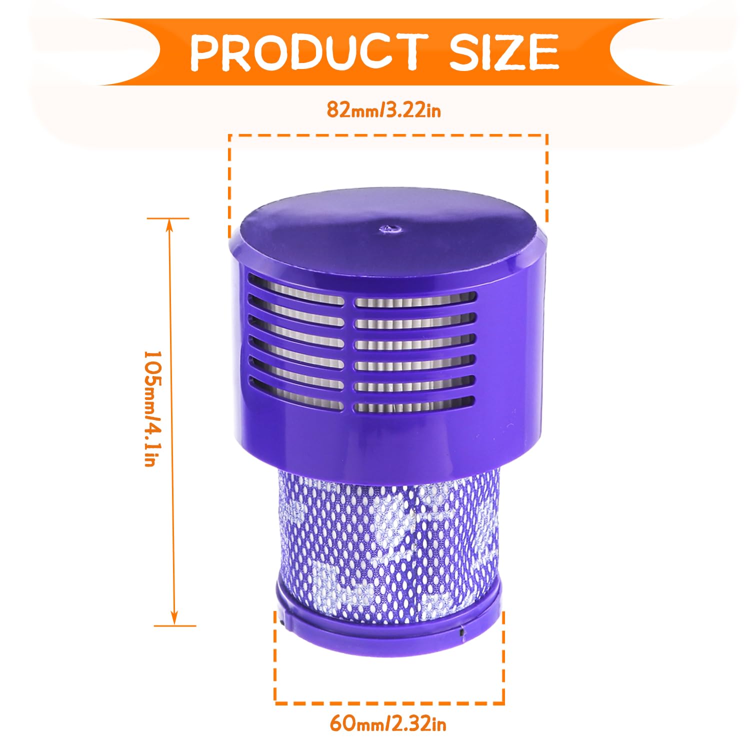 HUAREW 2 Pack V10 Filters Replacement for Dyson V10 Cyclone Series, V10 Absolute, V10 Animal, V10 Total Clean, SV12, Replace Part No. 969082-01,2 Pack Filters and 1 Clean Brush