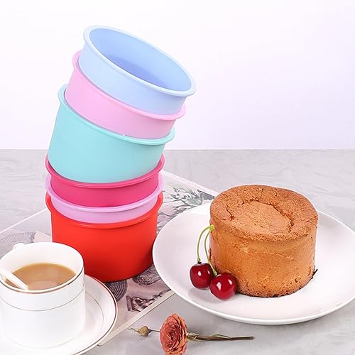 Miniatura 3 de Moldes redondos de 6 pulgadas para hornear, paquete de 3 moldes de silicona para pasteles con 100 piezas de papel pergamino, moldes antiadherentes