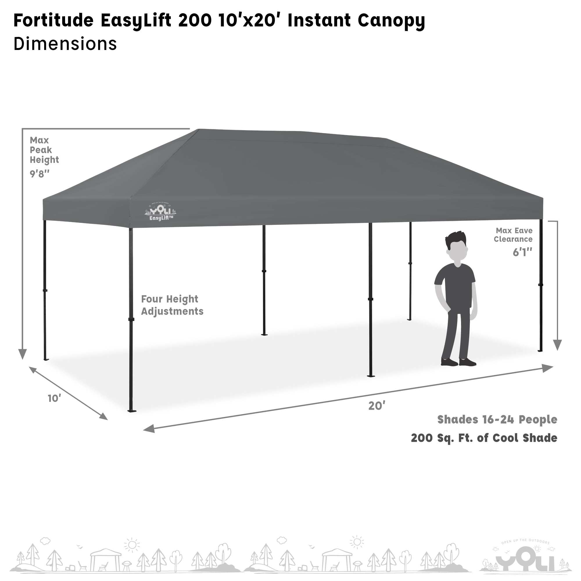 Amazon.com: YOLI Fortitude EasyLift 200 Instant Pop-Up Canopy