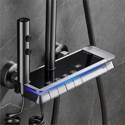 ARAMO Shower Set - Clam with Hydropowered LED Light + Digital Display & 4 Water Functions