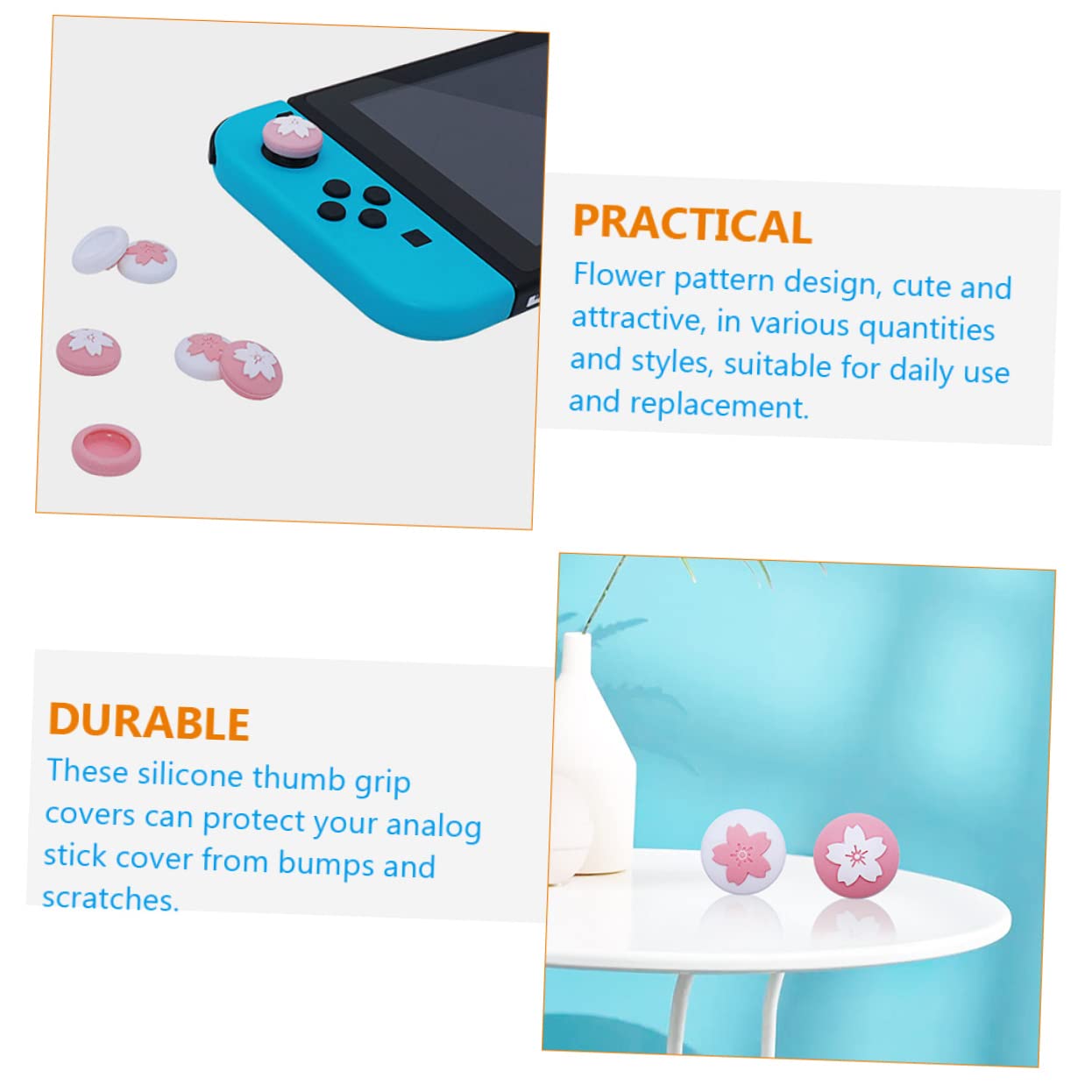 OUNONA 80piezas Cubiertas De Joystick Para Switch De Agarre Pulgar Diversos Estilos y Protección Antideslizante y Anti-rayaduras Para Consola Diseño De Flores Atractivo y Cómodo
