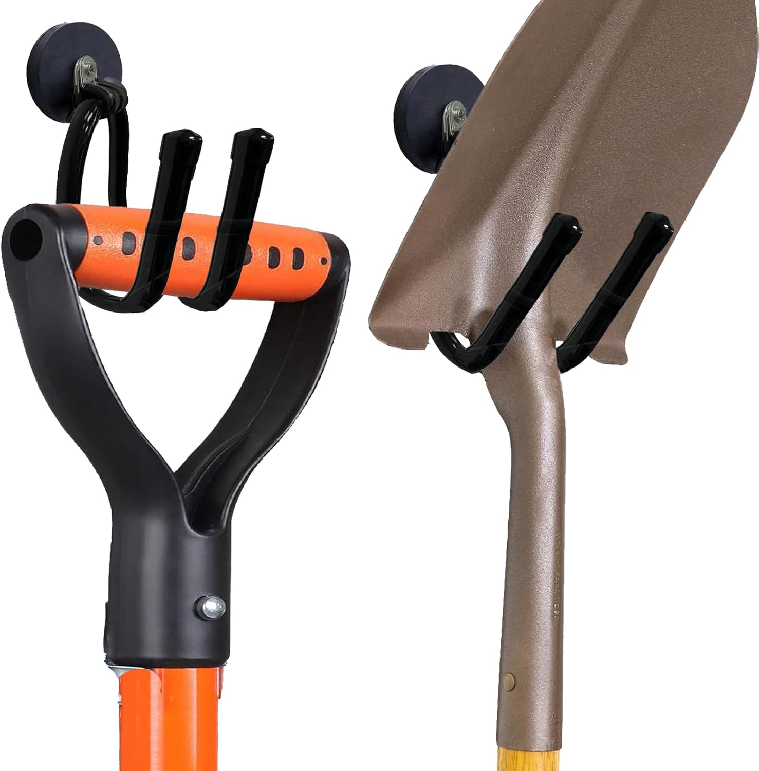 Pmsanzay 2 Pack Strong Magnetic Garage Storage Hooks, Heavy Duty Magnet Organizer Hooks with Rubber Coating for Garden Tools, Hose,Workshop,Pool Tools,for Indoor & Outdoor Hanging (Black)