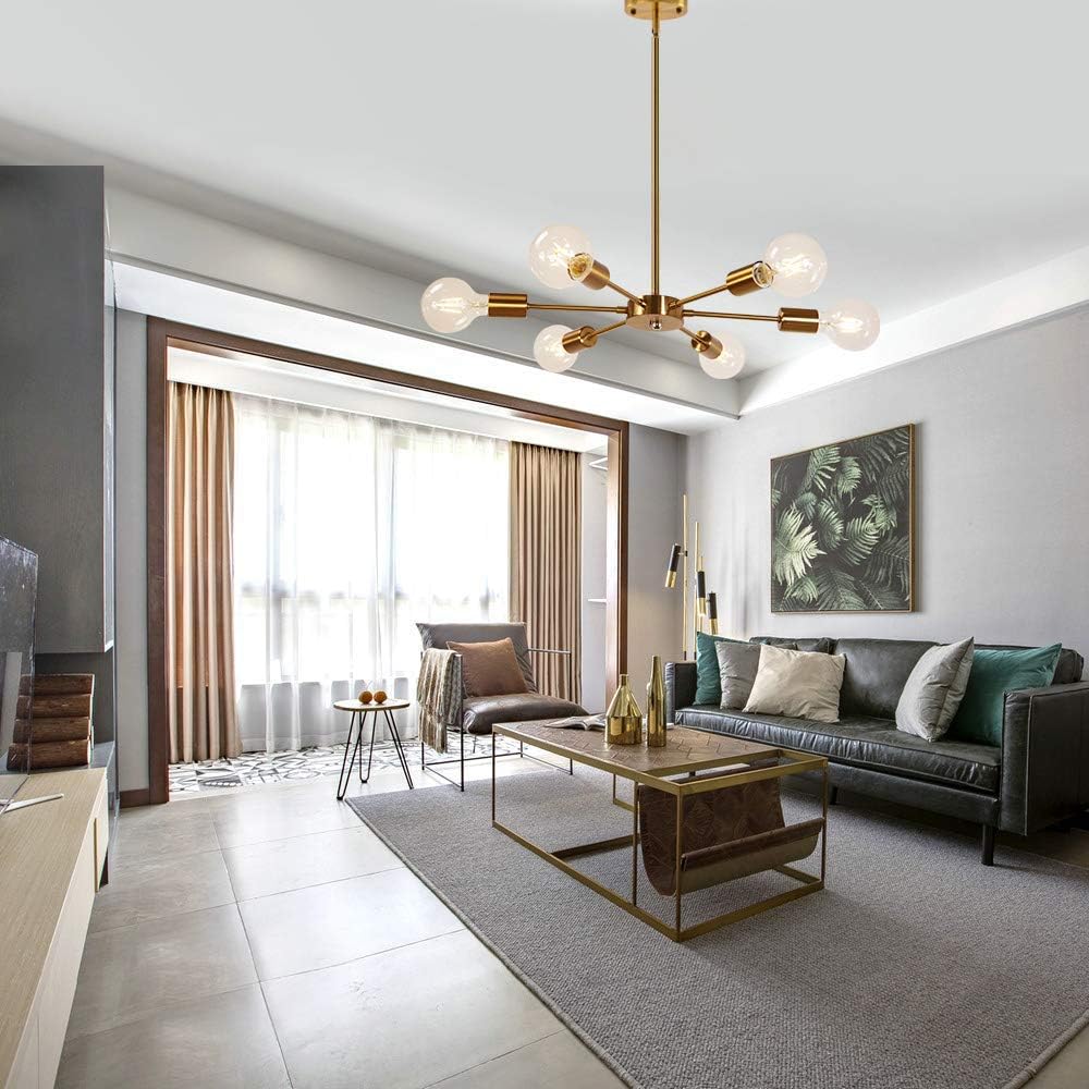 Hottest Sale KIRIN Sputnik Chandelier 6 Light Gold Pendant Light Mid Century Modern Lamp Ceiling Light Fixtures for Restaurant Foyer Bedroom Hallway Bar Kitchen Dining Room Best Deal 🛒 KIRIN Sputnik Chandelier 6 Light Gold Pendant Light Mid Century Modern Lamp Ceiling Light Fixtures for Restaurant Foyer Bedroom Hallway Bar Kitchen Dining Room