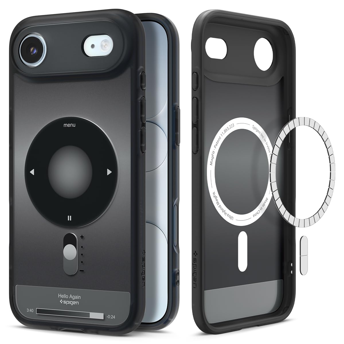 Spigen iPhone Air ile Uyumlu ince MagSafe Kılıf Ultra Hybrid Sararma Karşıtı DuraClear™ Hava Kanalı Teknolojisi™ Askeri Sınıf Koruma MagFit Classic Black Tasarım Kapak - ACS10061