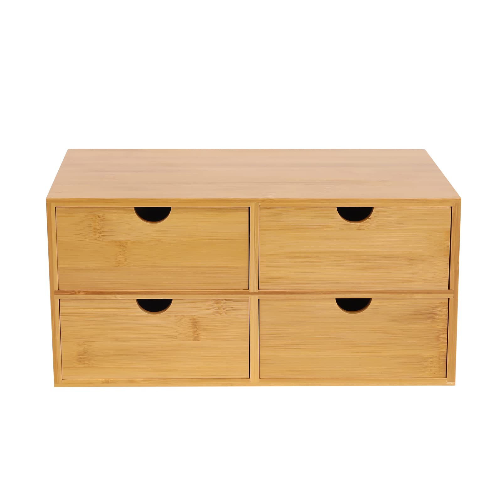 Bamboo Desk Organizer con 4 cassetti per utensili da ufficio, in bambù, 33 x 19 x 16 cm, per riporre articoli di cancelleria, documenti, cosmetici