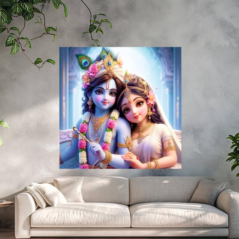 Image of British Terminal Cute little Bal Gopal Baby God Krishna| Kanha Ji | Laddu Lord Makhan Chor Painting Religious Poster for Pregnant Women for wall (matt thin vinyl,sticker,multicolor,unframed)| bj226