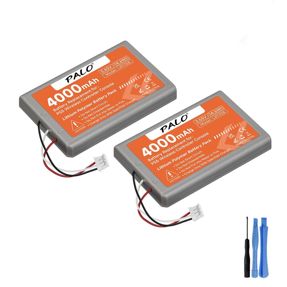 Palowextra PS5 Controller Battery 4000mAh LIP1708 Battery Replacement for Sony Play Station5 Dual Sense CFI-ZCT1W CFI-ZCT1B CFI-ZCT1U Wireless Controller (2 Pack)