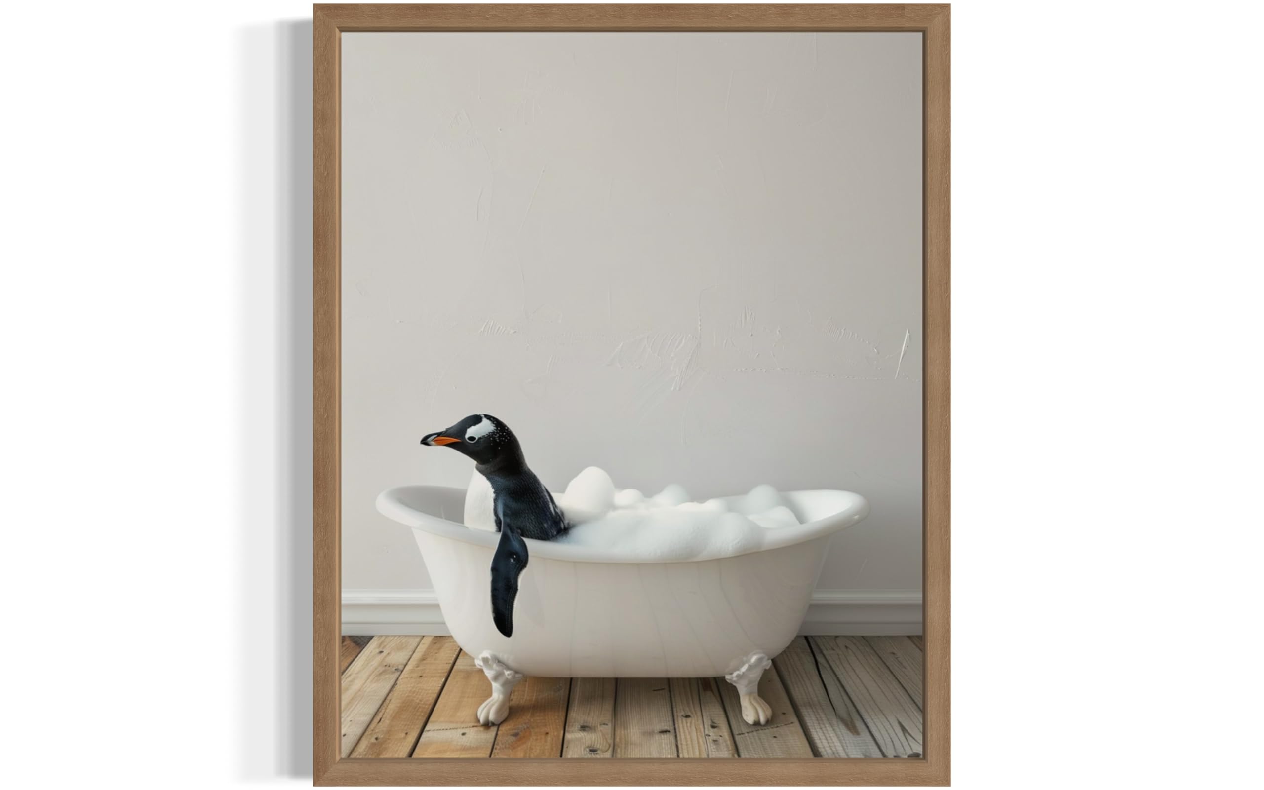 Penguin in Bathtub Wall Art Print Poster, Bathroom Decor Gallery Posters Prints for Restroom Home Picture Painting Artwork (Penguin, 11 x 14 inches,