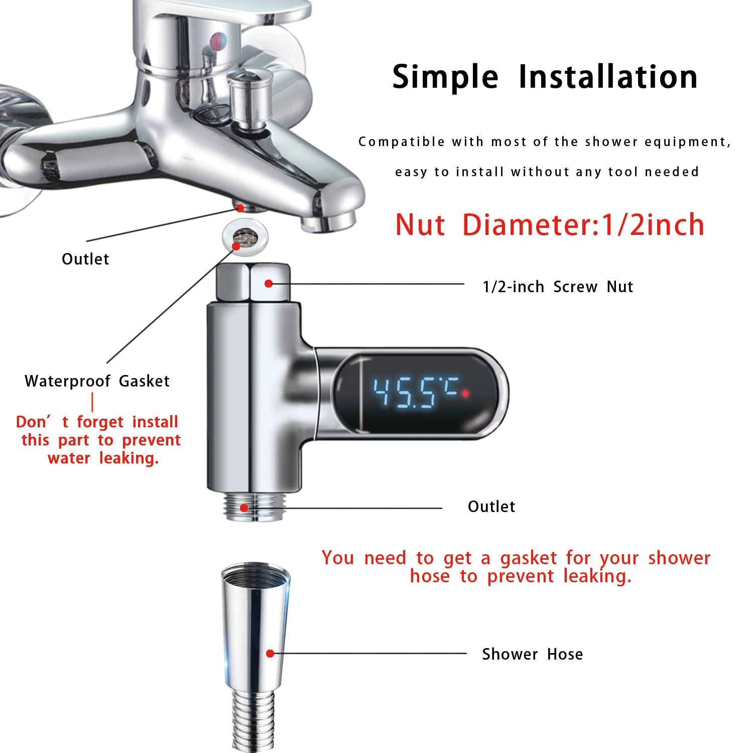 BlissfulAbode LED Thermometer Water Temperatuur Sensor
