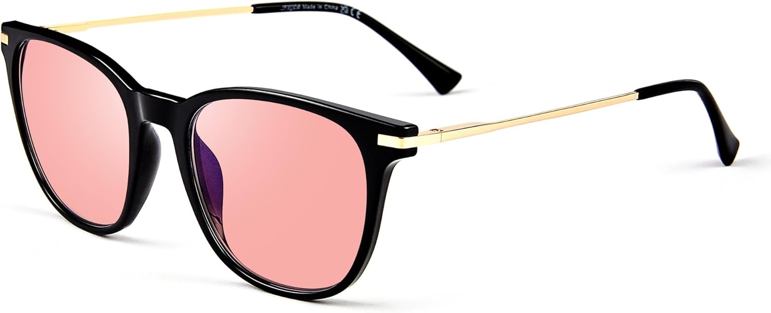 Blue Light Blocking Glasses for Women Men, Square Frame Metal Arms Glasses Anti Eyestrain & UV Glare JF6231