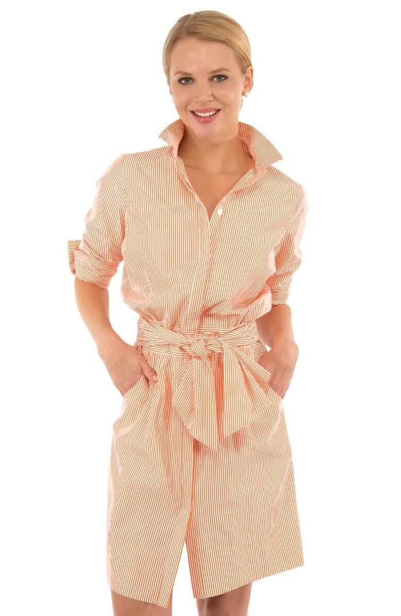 Photo 1 of Gretchen Scott Designer Women's - Wash & Wear Breezy Blouson Dress - Stripe, Coral, X-Small