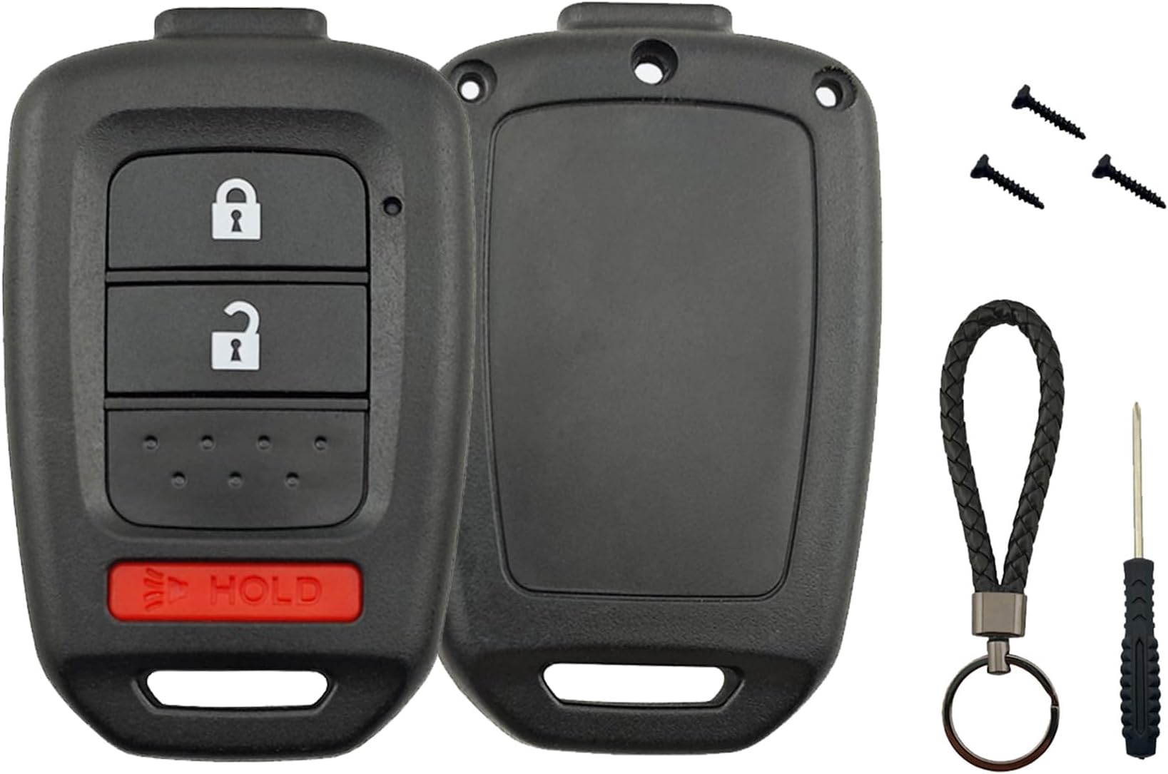 No Cutting Required Key Fob Case Shell for Honda 2013-2016 Accord Crosstour 2014-2015 CR-V Civic 2016-2017 HR-V Keyless Entry Remote Key Fob Cover (3 Button)