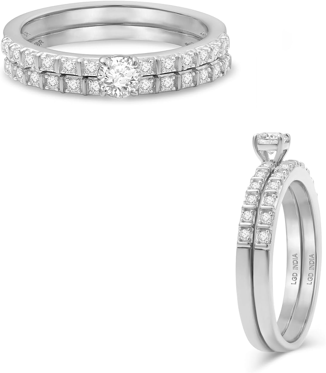 Jewelili 925 Sterling Silver Diamond Ring for Women | 1.0 CTW Round Wedding Engagement Rings | H Color I1 Clarity | Lab Grown Diamond Ring | Size 6,7 & 8