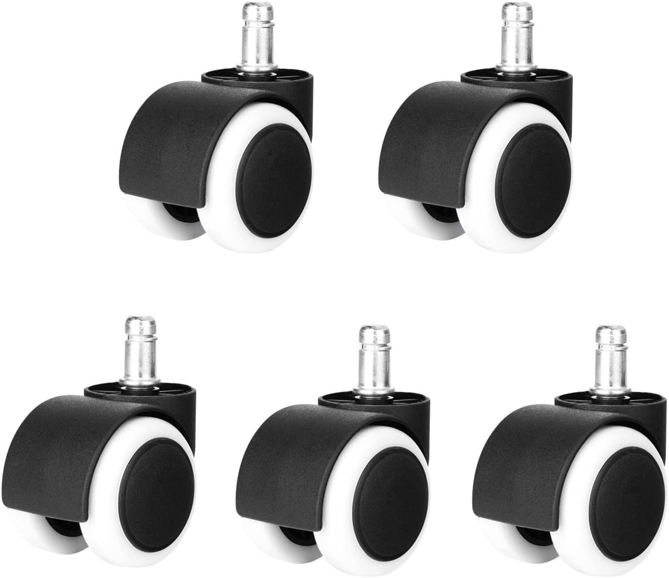 Beauenty Universal Casters, 5Pcs 2 Inch Silent Resistant Rubber Casters