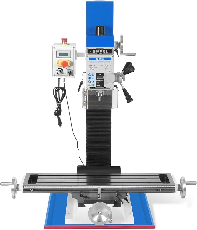 Mechmaxx 8-1/4"x33'' Industrial Benchtop Mill Drill Machine Brushless Motor, Variable Speed, R8 Spindle, 2 HP, 110V, Compact Milling Drilling Tool for Garage Shop, DIY Metalworking without Stand,VM32L