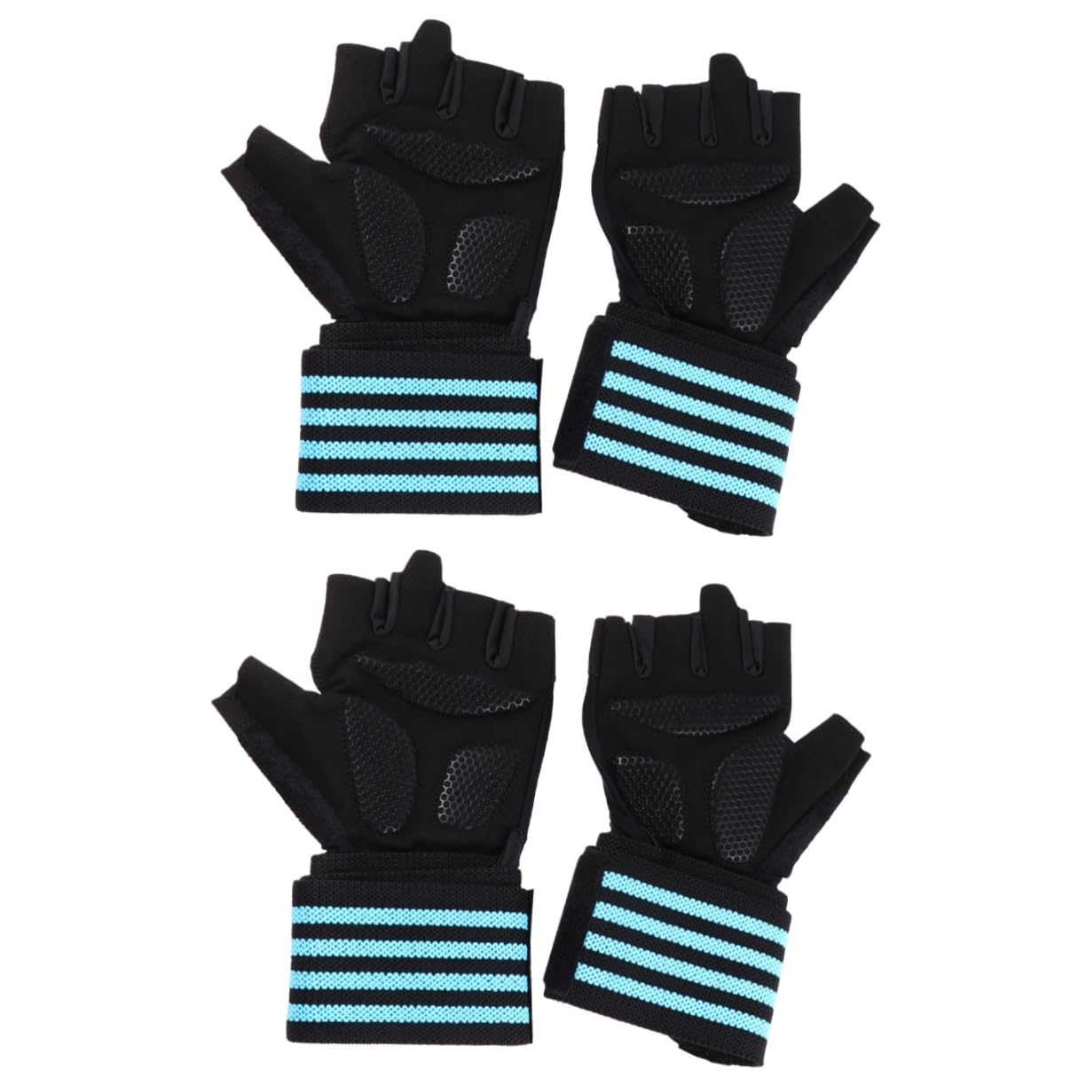 VANZACK 2pares Guantes De Entrenamiento Deportivos para Exterior Protección De Palma Media Dedo Antideslizantes Transpirables para Levantamiento De Pesas y Ejercicios De Fuerza Azul