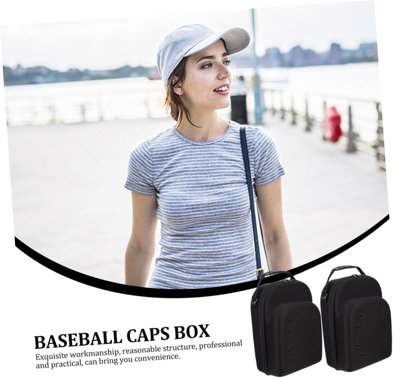 GALPADA 2pcs Travel Hat Carrier Case for Baseball Caps Eva Hat Storage Bag Zipper and Handle