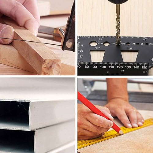 Miniatura 8 de Regla de medición de tamaño cuadrado para carpintería de aleación de aluminio, herramienta de medición de ángulo de inglete 3D, regla de diseño de