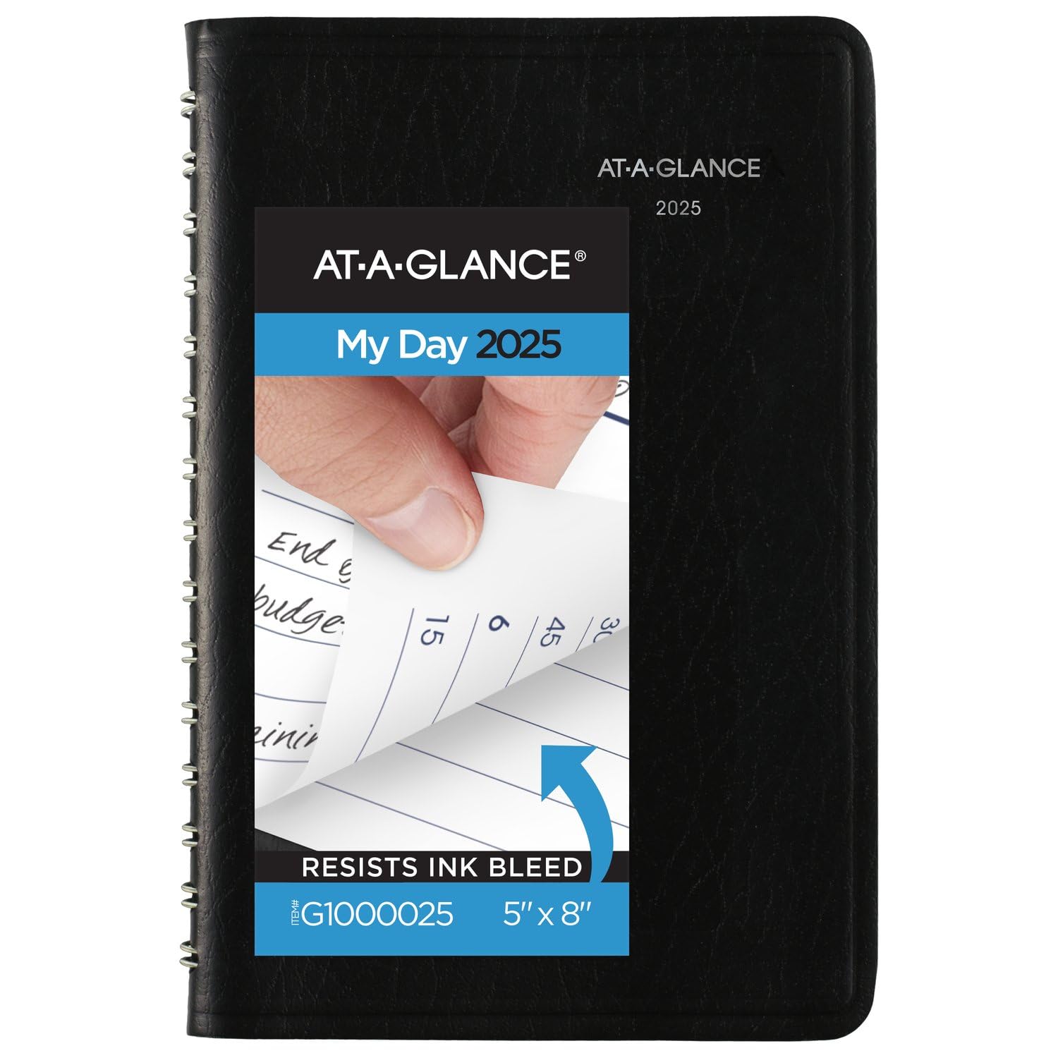 AT-A-GLANCE2025 Appointment Book Planner, Daily, 5" x 8", Small, Quarter-Hourly, DayMinder, Black (G1000025)