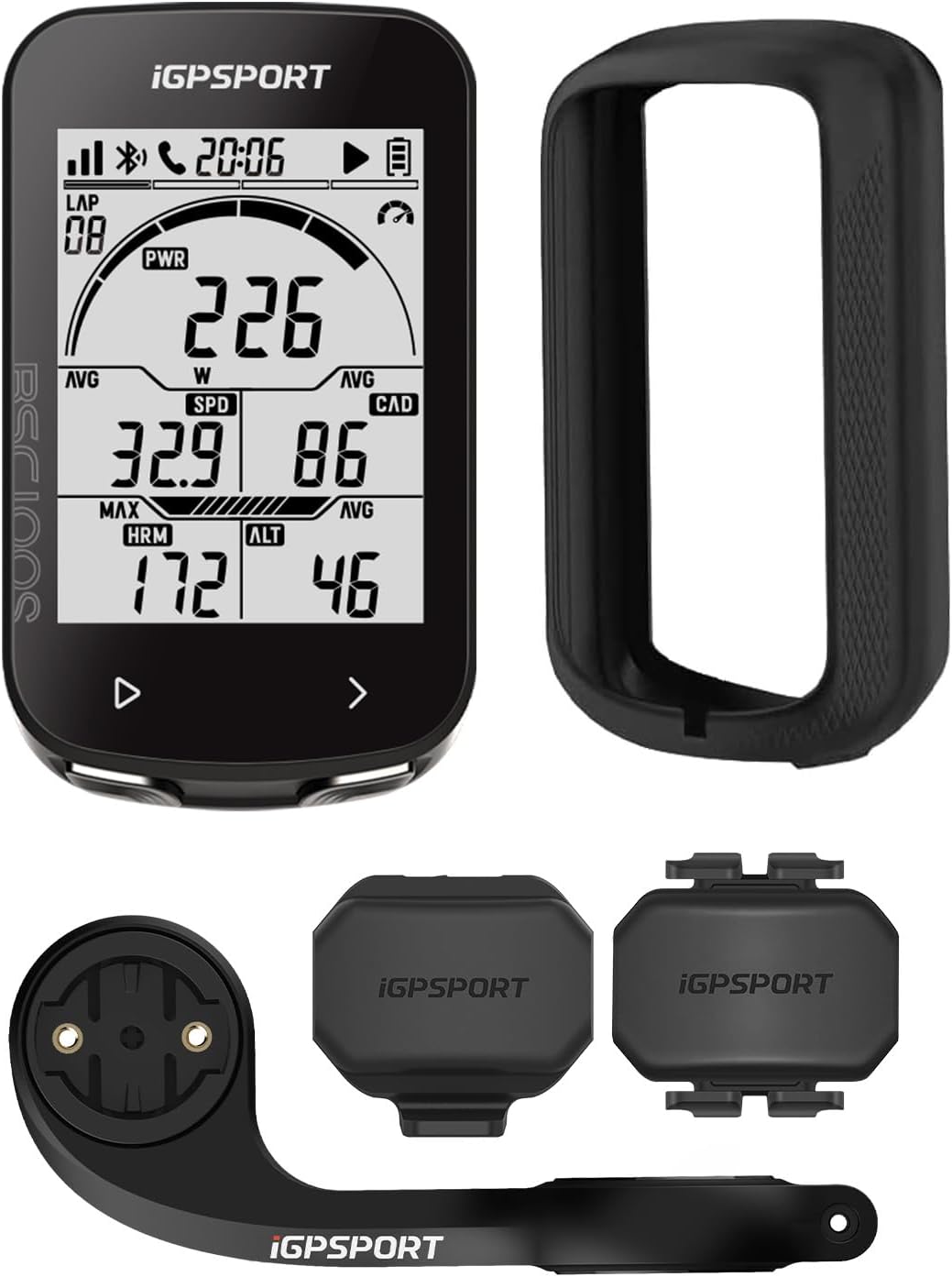 BSC100S Wireless Bike Computer Set, 2.6 inch Screen IPX7 Waterproof, with Cycling Cadence Speed Sensor Mount Case