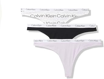 Calvin Klein womens Carousel Logo Cotton Stretch Thong Panties, Multipack