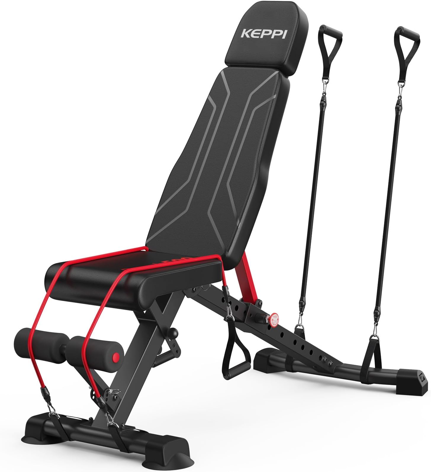 Keppi 900LB Weight Bench, Adjustable Foldable Workout Bench Press for Full Body Strength Training, Incline Decline Bench with Fast Folding - New Version