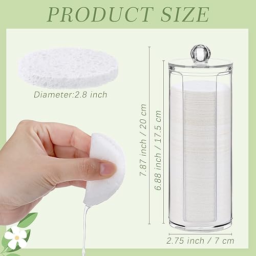 Miniatura 2 de Sieral 120 esponjas faciales comprimidas, esponjas faciales naturales desechables, almohadillas redondas suaves con recipiente para lavar la cara,