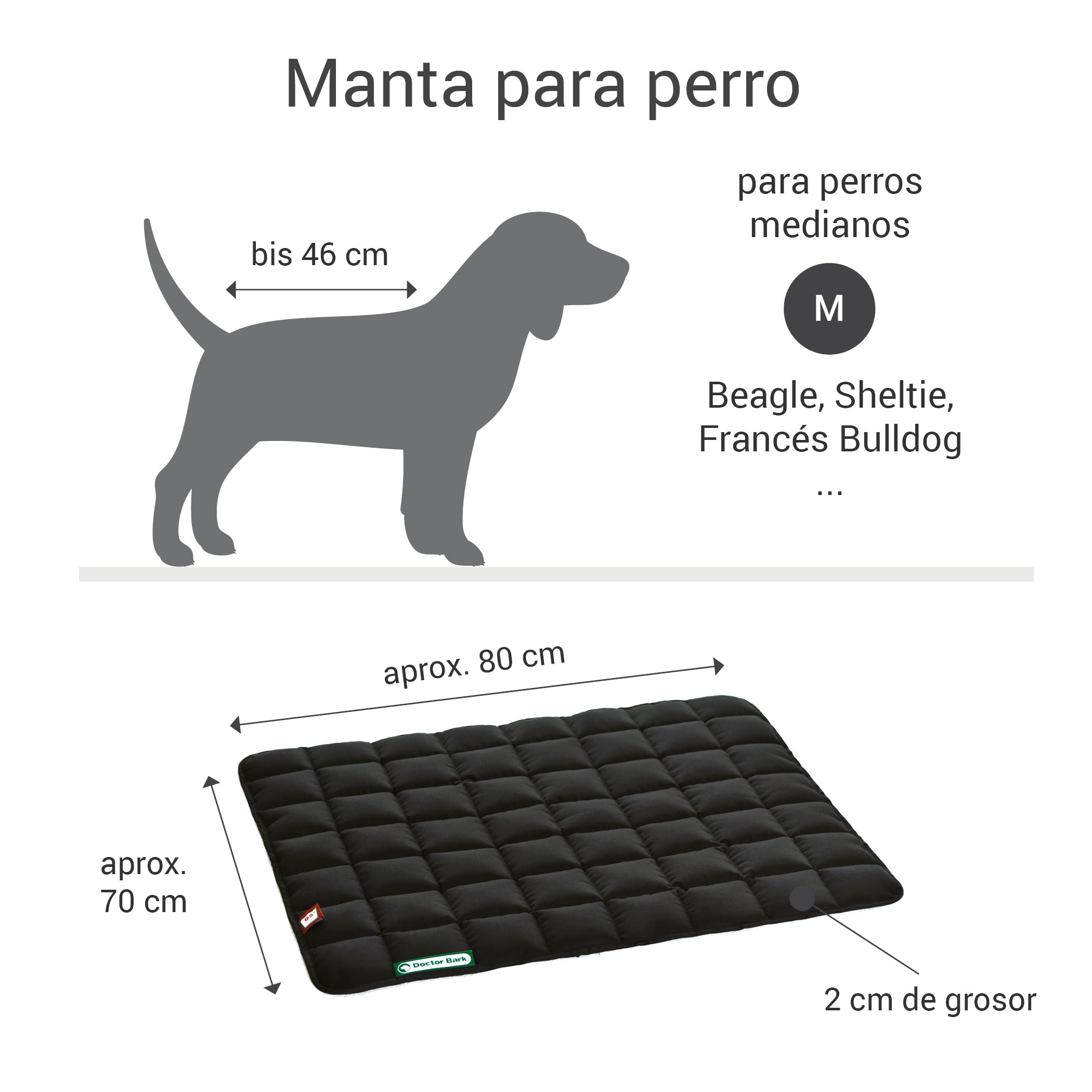 Doctor Bark Manta de Perros, Robusto, Lavable a 95 ° C - Disponible en Diferentes tamaños y Colores