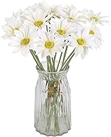 IPOPU 15pcs Realistic White Artificial Daisies - 12" Silk Fake Flowers for Weddings, Vases, Home Garden Decor