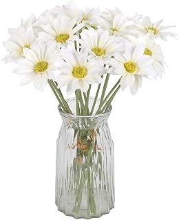 IPOPU 15pcs Realistic White Artificial Daisies - 12" Silk Fake Flowers for Weddings, Vases, Home Garden Decor