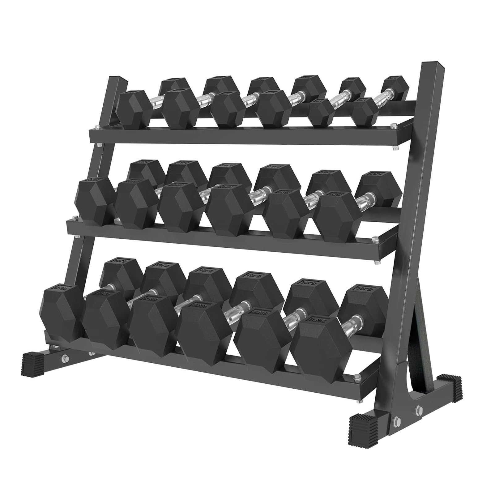 350/450/550 lbs Hex Weight Dumbbell Sets with Rack 5-50 lbs Hand Weights for Strength Training for Home Gyms Men Women Rubber Iron Rubber Coated Exercise & Fitness Muscle