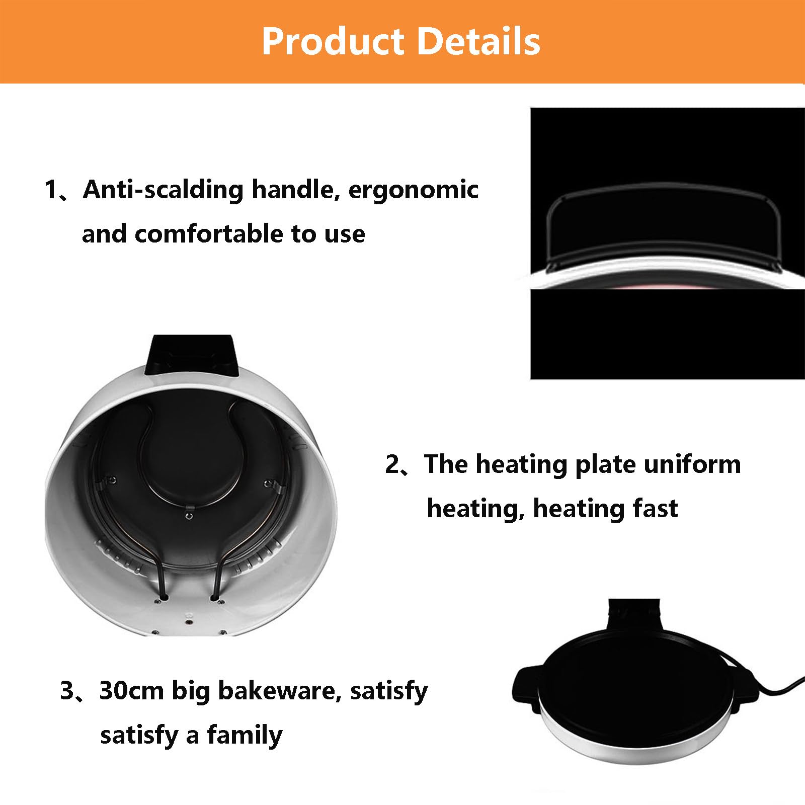 Mini Horno para Pizza De 11,8" | Máquina para Hacer Pizza Antiadherente De 2000W | Máquina para Hacer Pan Y Pizza Automática | Horno Profesional para Pizza con Parrilla