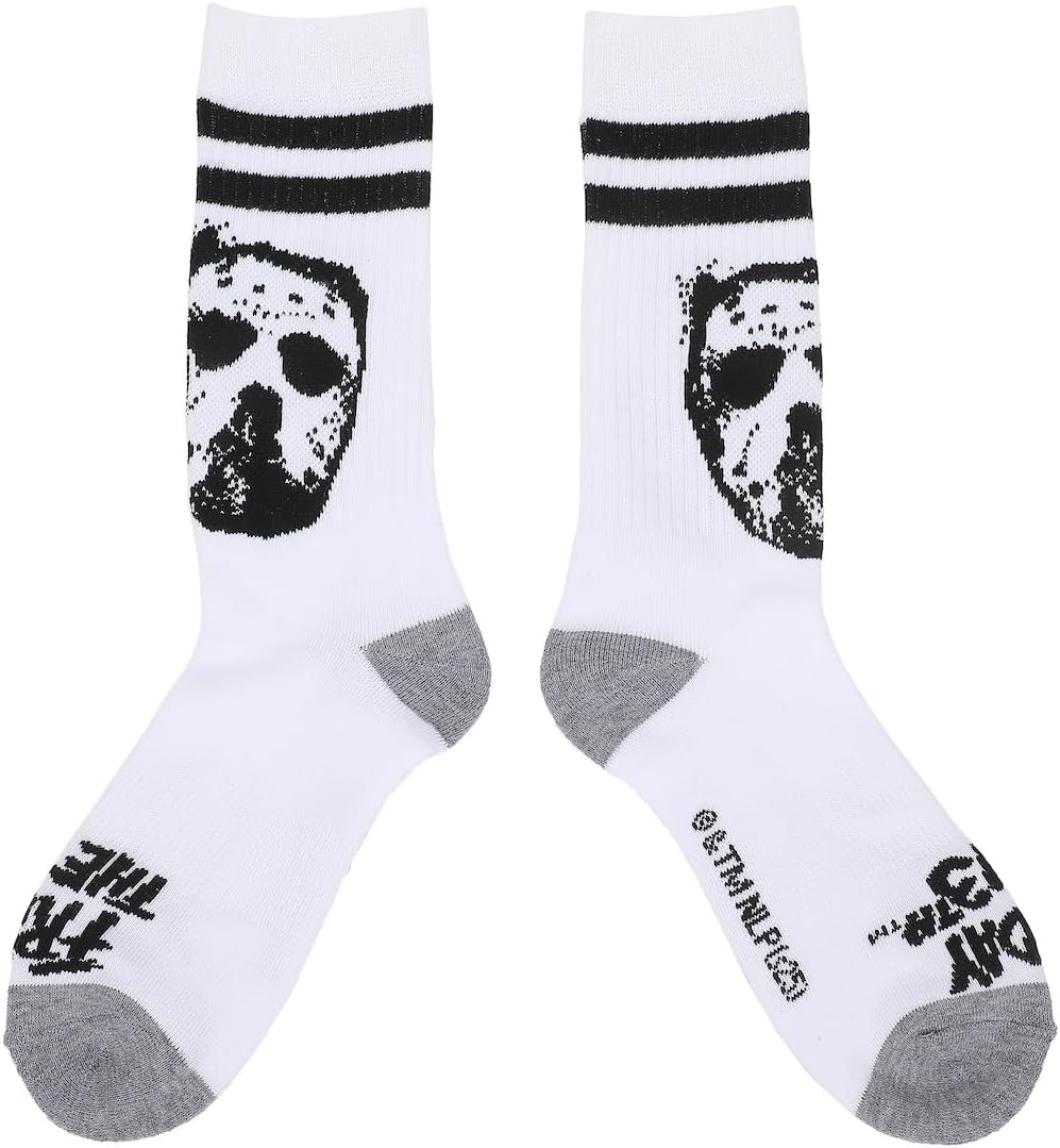 Bioworld Friday The 13th Jason Mask Men's 3-Pair Pack Glow-In-The-Dark Athletic Crew Socks - Image 3