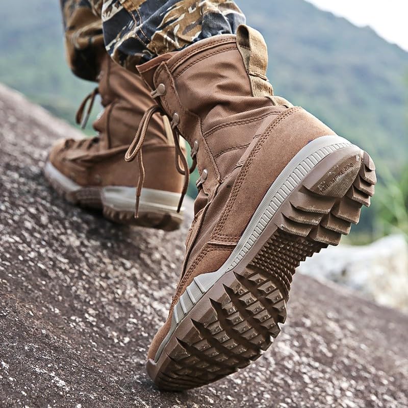 Jungle Boots with Lace Up Desert Military Brown Combat Booties for Men Women Lightweight Breathable Non Slip Waterproof Hiking Fashion Shoes Outdoor Travel Vacation4